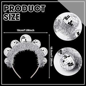 Offre Spéciale Argent Disco Ball <span class=keywords><strong>Bandeau</strong></span> 70s Disco Costume Accessoire Disco Fête D'anniversaire Décor pour Femmes Filles - Product Image 3