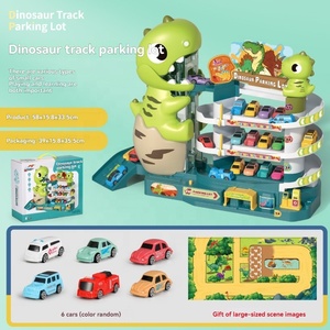 Jouet de <span class=keywords><strong>voiture</strong></span> d'aventure, <span class=keywords><strong>garage</strong></span> pour voitures, jouet de course de dinosaures, piste de course, rampe, parking pour garçons avec 6 mini voitures - Product Image 5