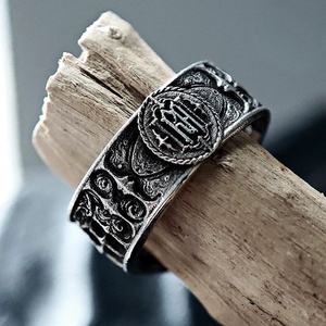 Bague de château médiéval gotique – <span class=keywords><strong>Bijoux</strong></span> rétro euro-américains pour hommes & femmes, accessoire de <span class=keywords><strong>mode</strong></span> design ajouré vintage - Product Image 3