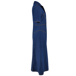 18666 taglie forti da donna in Denim abiti Casual da donna con collo corto a girocollo monopetto da donna abiti in jeans - Product Image 4