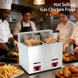 Nouvelle <span class=keywords><strong>friteuse</strong></span> professionnelle à <span class=keywords><strong>gaz</strong></span> de comptoir à double cuve de 22,8 Qt (<span class=keywords><strong>12</strong></span> <span class=keywords><strong>litres</strong></span>) avec 2 paniers - Product Image 2