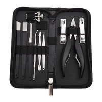 Kit de pédicure de luxe pour hommes, trousse de voyage portable, kit d'outils pour ongles incarnés avec étui à fermeture éclair, coupe-ongles robustes