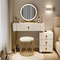 Nouveau modèle 2025 Lovein ZT250001 Coiffeuse de luxe éclairée et réglable avec tiroirs intégrés en acier inoxydable pour chambre moderne