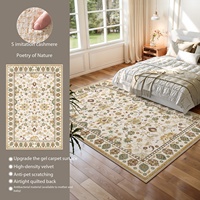 Tapis moelleux en peluche pour salon, tapis persan antidérapant pour chambre à coucher, style ethnique vintage, imperméable, compatible avec l'aspirateur, grand format