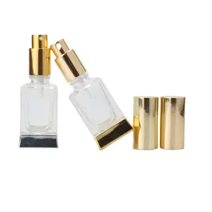 Square Perfume Bottle Glass 25Ml Clear Frosted Spray Aluminum Cap Glass Bottles For Perfumes In China