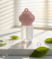 Tube de rouge à lèvres transparent avec capuchon rose brillant en forme de nuage, en plastique, OEM, faible MOQ, logo personnalisé, cosmétique