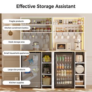 Armoire de rangement multifonctionnelle SENYU moderne blanche avec éclairage LED et crochets, 69,3 pouces de haut, unité de rangement pour cuisine - Product Image 6