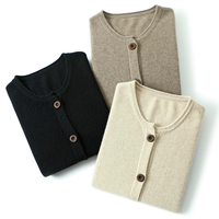 Cardigan en maille décontracté pour femme 2026, coupe ample avec poches, col rond, bouton unique, motif uni, idéal printemps-automne