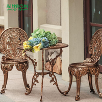 Meubles de jardin en aluminium moulé en vente chaude, ensemble de table et de chaises en métal pour patio, pour hôtels, villas, entrée, chambre, hôpitaux