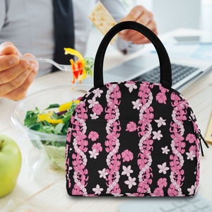 Trending Products 2024 New Arrivals Hawaii Puakenikeni Pink Lei Custom Insulated Lunch Bag Thermal Cooler Bag - Product Image 5