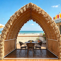 Pavillon en forme de voile de fabrication directe, toit en chaume PE moderne, structure en acier, résistant au vent et aux UV, design de luxe pour la plage