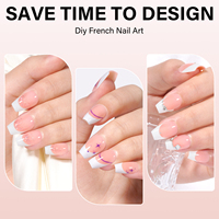 AILLSA 180 pièces Faux ongles à presser en acrylique, couvrance totale, pré-dessinés, rose, formes French Tip, Amande, Ovale, Cercueil, pour extension d'ongles DIY à domicile