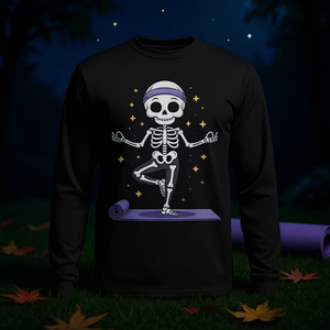 T-shirt à manches longues Skeleton Yoga Halloween Meditation - Product Image 3