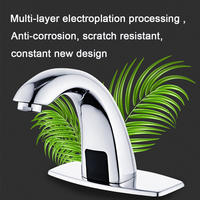 Robinet de salle de bain contemporain à capteur tactile AC, mitigeur monotrou automatique électronique à économie d'eau