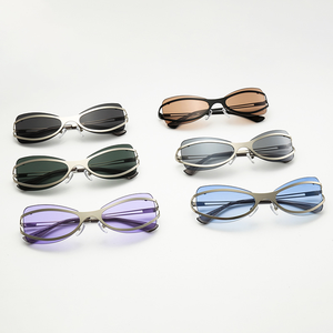 Custom Logo 2026 Fashion Ladies Rimless Cat Eye Sunglasses UV400 Metal Frame Y2k Sun Glasses for Women - Product Image 5