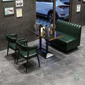 Wholehouse Retro Cafetería Restaurante Bar Muebles Tapicería Silla de comedor Sofá de cuero Cabina Asientos Muebles de mesa negros - Product Image 4