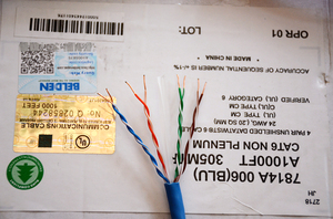 <span class=keywords><strong>สาย</strong></span>เคเบิลอีเทอร์เน็ต Cat6 7814A Belden ของแท้ของใหม่สายเคเบิลเครือข่าย U/UTP ทองแดง24AWG แข็ง4คู่ยาว305<span class=keywords><strong>เมตร</strong></span>/ม้วน - Product Image 4
