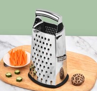 9 inch roestvrijstalen kaasrasp 4-zijdig perfecte boxrasp multifunctionele handmatige fruit-, groente- en chocolademolen