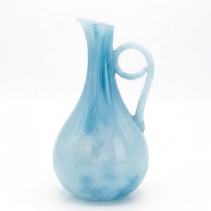 Pichet en verre tie-dye multicolore bleu et vase à fleurs, design moderne, capacité 1,8 L, décoration de table pour la maison et les fêtes - Product Image 1