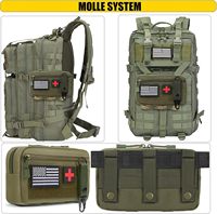 Pochette tactique Molle Admin utilitaire découpée au laser EDC sac de pochette à outils pochettes modulaires horizontales comprenant un patch drapeau américain et un porte-clés