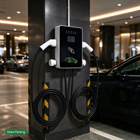 Borne de recharge murale double pour VE, station de charge AC à deux pistolets avec écran, Type 2, IP54, pour garage souterrain et parking en hall