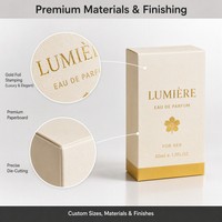 Boîte à parfum en papier gaufré et estampé à l'or, finition opulente, impression brillante et mate, style traditionnel vintage rétro