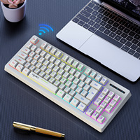 Clavier de jeu sans fil 87 touches rechargeable 2.4G USB rétroéclairé RGB pour ordinateur portable, ordinateur de bureau, maison, bureau, joueur