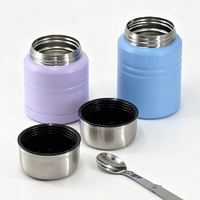 Bouteille isotherme en acier inoxydable 304 de 400/500 ml à large ouverture, facile à nettoyer, avec cuillère pliable pour les voyages