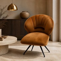Fauteuil de bureau en velours avec dossier incurvé et assise rembourrée pour chambre, salon ou espace commercial