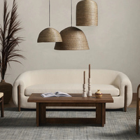 Canapé moderne rembourré avec accoudoirs en bois, canapé scandinave 3 places pour salon, canapé personnalisé OEM ODM