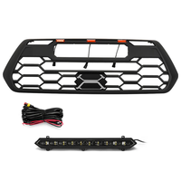Calandre avant de voiture en plastique ABS style sport, maille noire mate, avec barre lumineuse LED, 2016-2023, pour une visibilité accrue, 100% neuf