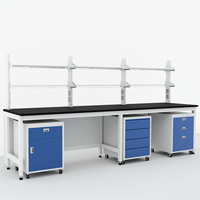 Muebles de Laboratorio Móviles con Gabinete de Almacenamiento, Mesa de Trabajo para Laboratorio Químico