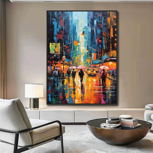 Quadri Decorativi per la Casa: <span class=keywords><strong>Dipinti</strong></span> Urbani con Spatola su Tela, Paesaggi Stradali Urbani, Pannelli Artistici 3D da Parete - Product Image 3