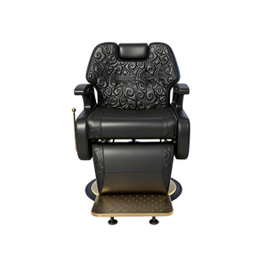 Black and gold hair salon chair with embossed and carved <b>soft</b> cover specially designed for rotating and height-adjustable hair - Product Image 3