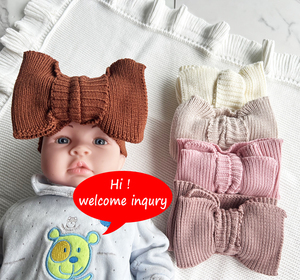 Diadema de punto con lazo de gran tamaño de algodón orgánico suave, con lazo DIY turbante, accesorios para el cabello acanalados para niña, diadema para bebé - Product Image 3