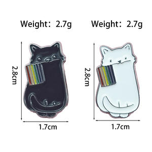 Lindo Broche de Aleación con <span class=keywords><strong>Gato</strong></span> Blanco y Negro y Colgante de Bandera Arcoíris, Accesorio Personalizado, Insignia Decorativa de Dibujos Animados - Product Image 4