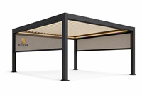 Pergola Bioskop Luar Ruangan Aluminium RKOVE RK-C3 5x6m, Bangunan Taman, Paviliun Malam Film di Halaman Belakang, 2 Layar ZIP RGB