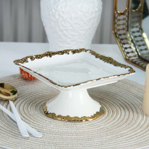 Platos de Porcelana Cuadrados con Relieve Dorado de Lujo, 6/8/10/<span class=keywords><strong>12</strong></span> Pulgadas, <span class=keywords><strong>Vajilla</strong></span> de Cerámica Blanca para Bodas, Restaurantes, Cocina Casera - Product Image 3