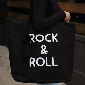 Bolso de hombro sin arena de algodón Sarga de 20 pulgadas, bolso de mano con correa de color y letras bordadas, impermeable, bolso de compras personalizado - Product Image 6