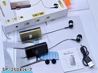 Headset Bluetooth nirkabel 2 in 1 SP - 250814-7, earphone jepit bisa ditarik dengan tampilan LED