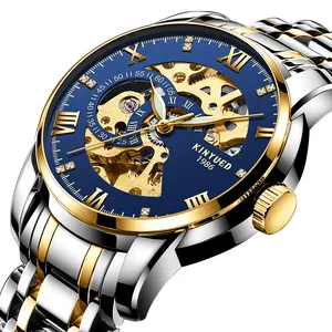 KINYUED Luminous Tourbillon Trend Business Men's Luxury Automatic Mechanical Watch Waterproof Hollow Stainless Steel Watch J020
