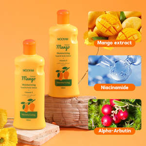 Label privé 300ml Meilleur végan Vitamine E Hydratant Éclaircissant Nourrissant Corps Crème pour les mains Peau Mangue VE Lotion corporelle hydratante - Product Image 4