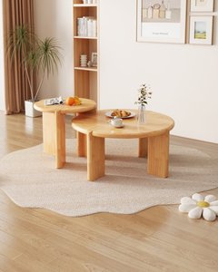 High Quality Nesting Coffee <b>Table</b> Set, <b>Round</b> Solid Wood & <b>White</b> Top <b>Tables</b> for Living Room - Product Image 3