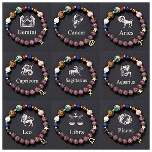 Pulsera <span class=keywords><strong>de</strong></span> Piedras Naturales al por Mayor con Colgante <span class=keywords><strong>de</strong></span> Acero Inoxidable <span class=keywords><strong>de</strong></span> 12 Constelaciones, Joyería <span class=keywords><strong>de</strong></span> Moda, Regalos, Pulsera para Parejas - Product Image 1