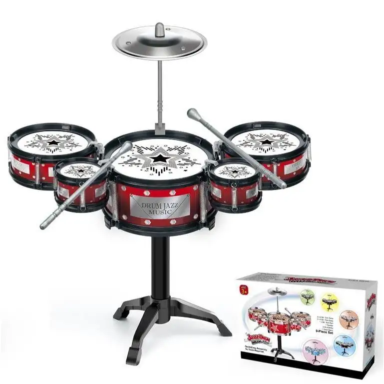 Children's exercise Musicality Instruments black circle classic advanced version Jazz drum set 5 drum percussion toys