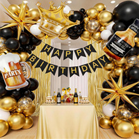 Ensemble de ballons décoratifs pour fête d'anniversaire sur le thème de l'or noir en aluminium, best-seller, pour adultes, Saint-Valentin, couples romantiques