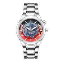 Montre-bracelet dynamique à quartz avec affichage numérique motif dragon de feu pour hommes Montre de sport de luxe en acier inoxydable Logo personnalisé