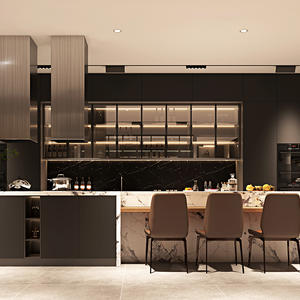 Armoire <span class=keywords><strong>de</strong></span> cuisine italienne moderne <span class=keywords><strong>de</strong></span> style extra-luxueux, série sombre, haut <span class=keywords><strong>de</strong></span> gamme, belle apparence avec îlot - Product Image 2