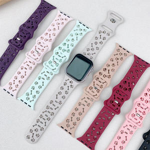 Dog Paw Hollow Out Silicone Sport Watch Bands Correa Pulsera para Iwatch Series 10 9 8 7 6 SE Smart Watch Bands Accesorios - Product Image 5