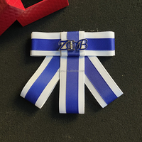 Nouvelle Broche Écusson Zeta Phi Beta Bleu et Blanc avec Nœud Papillon, Perles et Cristaux, Pendentif Bouclier ZPB, Accessoires pour Femme